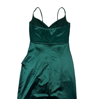 Altar'd State Womens Long High Thigh Slit Dress Green Prom Dress Satin  Small | eBay