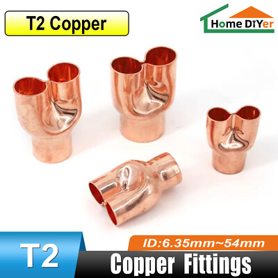 Tee Y Type Copper Fitting Welding Joint Split Union Intersection 6.35mm~54mm