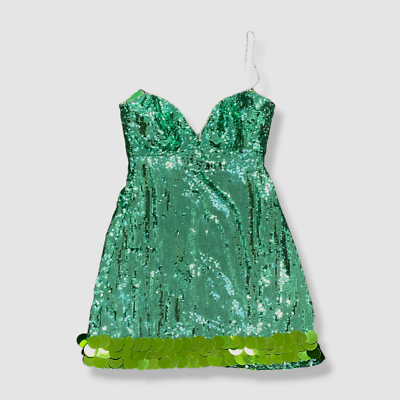 Cdgny Sequin Mini Dress w/ Crystal Straps, Green, Women's, 2, Cocktail & Party Wedding Guest Dresses Sequined Dresses