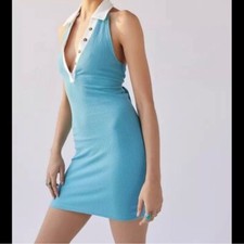 NWT Urban Outfitters Dalton Collared Backless Mini Dress S