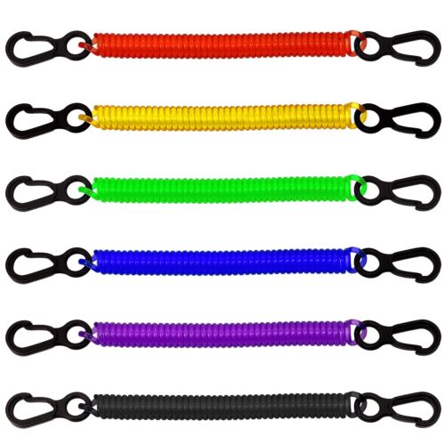 6pcs Retractable Coil Springs Keychain Theftproof Safety Stretch Coil Cord Key C