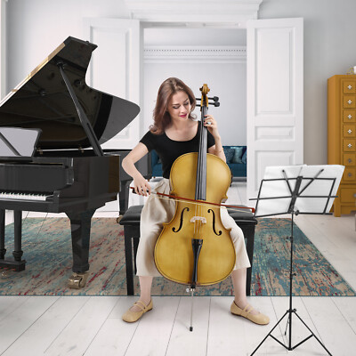 4/4 Size Matte Golden Cello +Bag+ Bow+ Rosin + Bridge+ Accessories