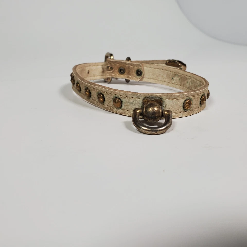 Vintage Leather Dog Collar Size 12 – Studded Brass Rivets #80090 Aged Patina - Image 3 of 4