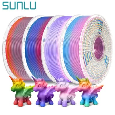 SUNLU PLA Rainbow 3D Printer Filament 1.75mm 1KG Spool Change color/ 8m No-Knot - image 1 of 4