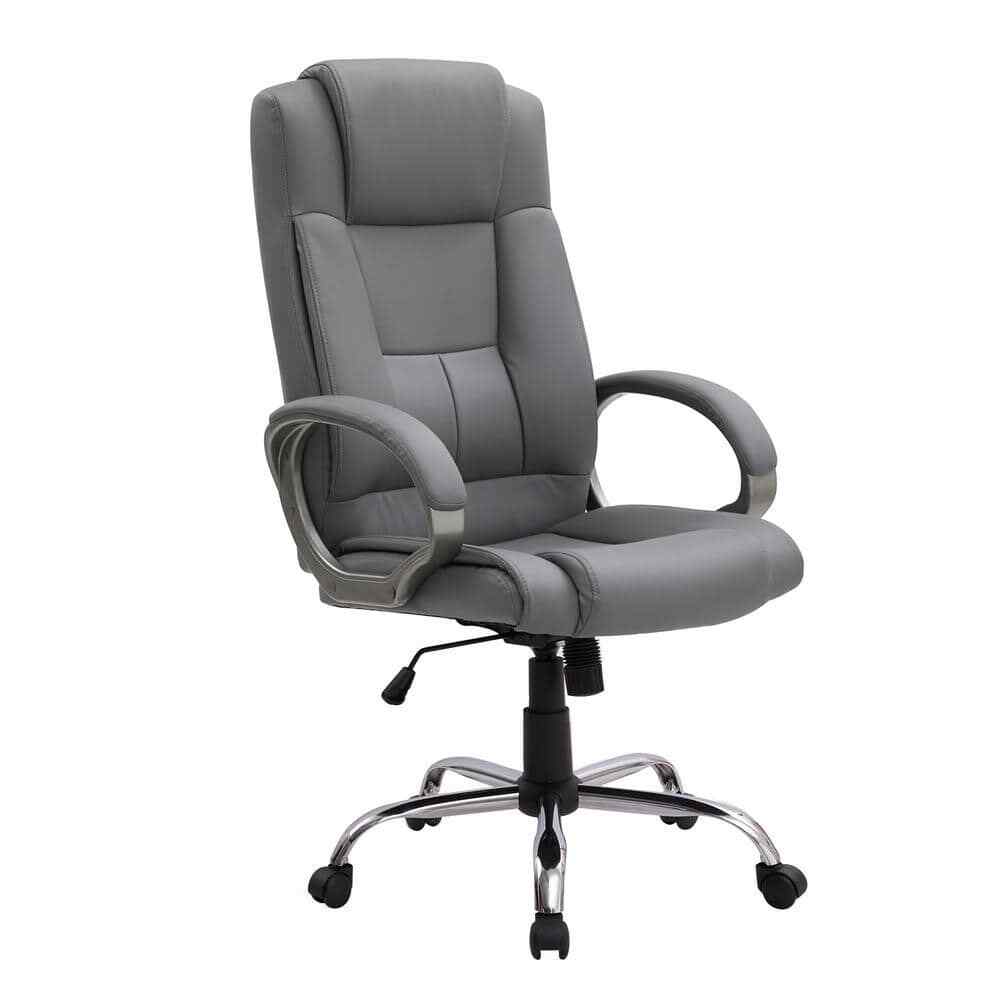 Faux Leather Office Chair w/Back Support, Armrest and Lumbar Support