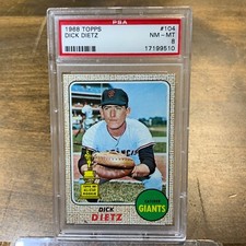 1968 Topps Dick Dietz #104 *Giants* PSA 8 NM-MT
