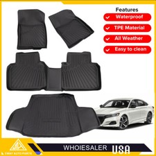 Car Floor Mats for 2018-2023 Honda Accord All-Weather TPE Rubber + Cargo Liners
