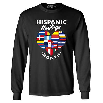 Hispanic Heritage Month Flag Heart Long Sleeve Hispanic Shirts