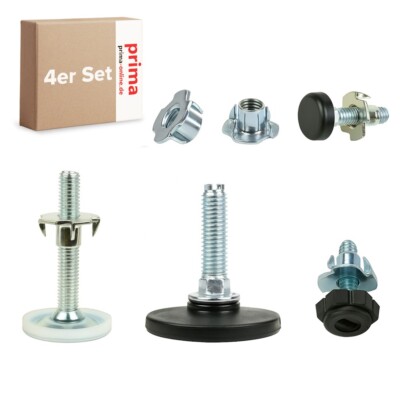 4x Möbelfüße verstellbar M6 M8 M10 Stellfüße Möbelgleiter Einschlagmuttern Set