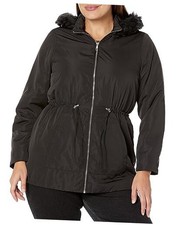 Evans Women's Plus Size Coat Fur Lightweight 22 Plus Black