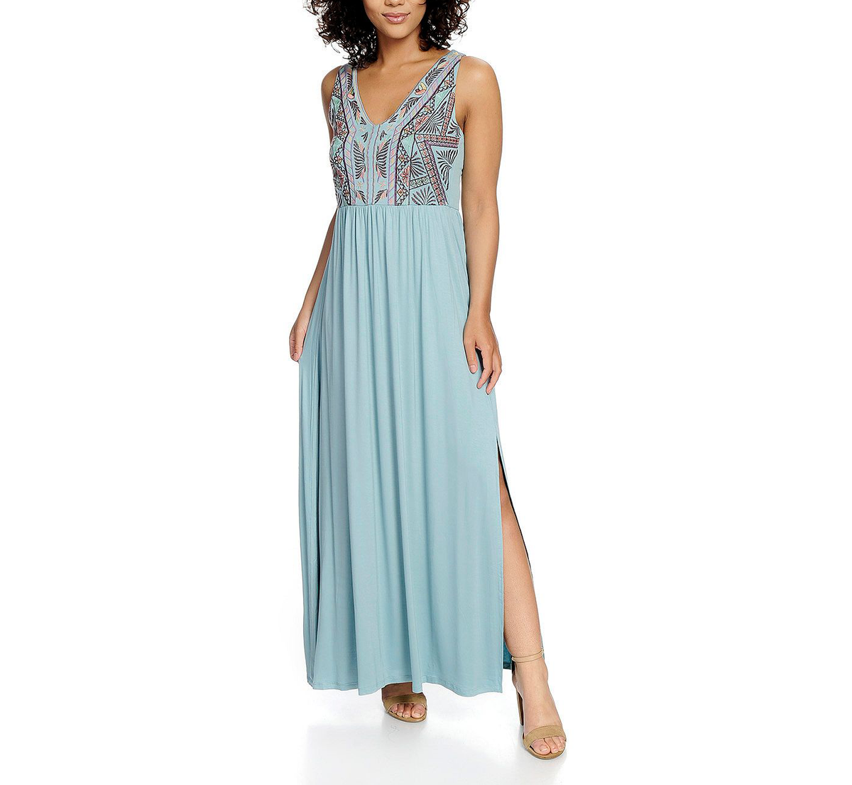 NEW Indigo Thread Co Knit Sleeveless Empire Waist Embroidered V-Neck Maxi Dress | eBay NEW Indigo Thread Co Knit Sleeveless Empire Waist Embroidered V-Neck Maxi Dress | eBay