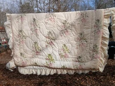 Springmaid Floral Twin Comforters-Pastel Colors Ruffled Lace-2 Available