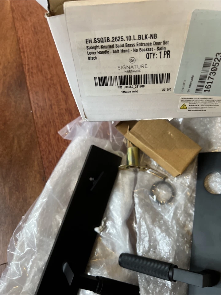 Herrajes exclusivos - Juego de puerta de entrada de latón satcher - Manija de palanca - Mano izquierda Foto 4 de 4