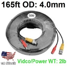 165ft (50m) Video and Power cable 4.0mm diameter thick, use for BNC Cameras
