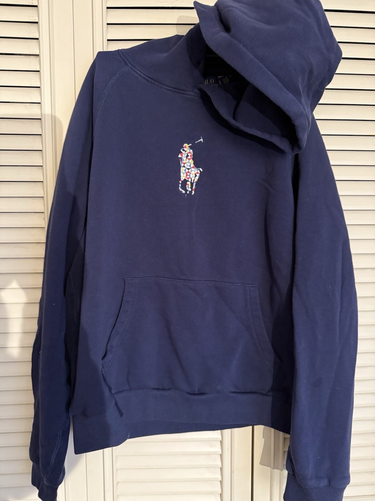 Polo Ralph Lauren Big Pony donna felpa con cappuccio in pile blu navy grande