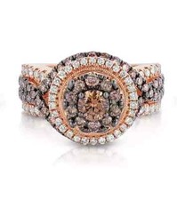 3 Ct Round Lab-Created Chocolate Diamond Halo Wedding Ring 14K Rose Gold Plated