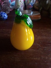 Vintage Murano Solid Glass Yellow Pear Great Shape 5
