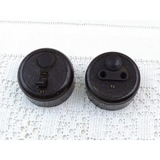 2 Interruttore e spina luce rotonda in bachelite vintage francesi, illuminazione retrò vecchio stile