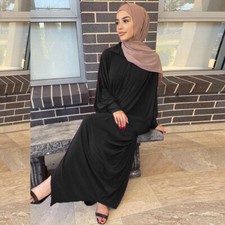Dubai Muslim Abaya Plain Batwing Sleeve Maxi Dress Kaftan Party Islamic Ramadan