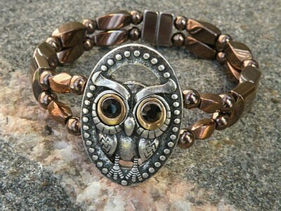 Magnetic Copper Hematite Bracelet Anklet 2 Row Choose Large or Small OWL Slider 
