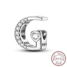 MULA 925 Sterling Silver DIY Charm Heart AAA CZ Letter G Bead For Women Bracelet