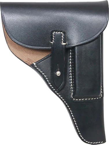 WW2 German ArmyWalther PPK 7.65 Holster - Military Black Leather White Stitching