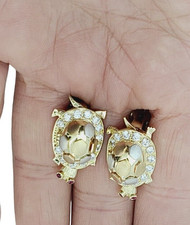 New Multi Tone 3D Lucky 1 inch Large Turtle Earrings Real 14K Gold 13.8 Grams