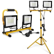 HBN 18000 Lumen LED Work Lights W/ Stand,2 Adjustable Head Waterproof Lamp 6500K