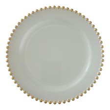 60 Gold/White Plastic Beaded Salad Plates Dinnerware Party Decor Weddings 7.5"