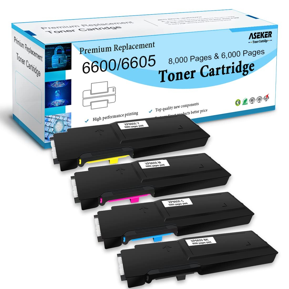 Cartouche de toner pour Xerox Phaser 6600ydn à haut rendement noir de rechange longue durée