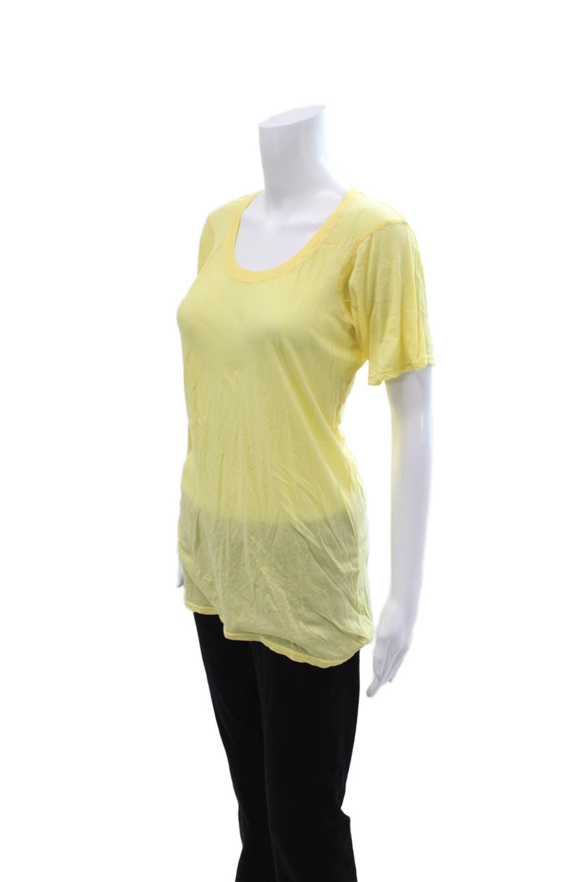 Monrow Womens Basic Yellow Cotton Round Neck Shor… - image 2