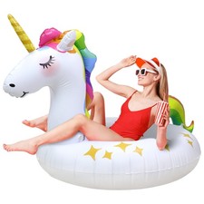 Unicorn Pool Float for Adults Kids, 51.5" Inflatable Swim Ring
