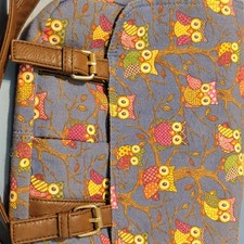 Owl Print Medium Shoulder Bag Buckle Closure ...