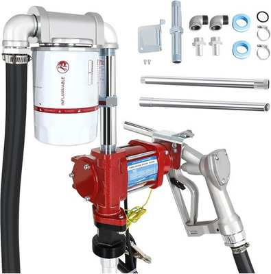 #ad 12V DC fuel transfer pump Red w Nozzle Kit for Gasoline Diesel 15GPM $148.68