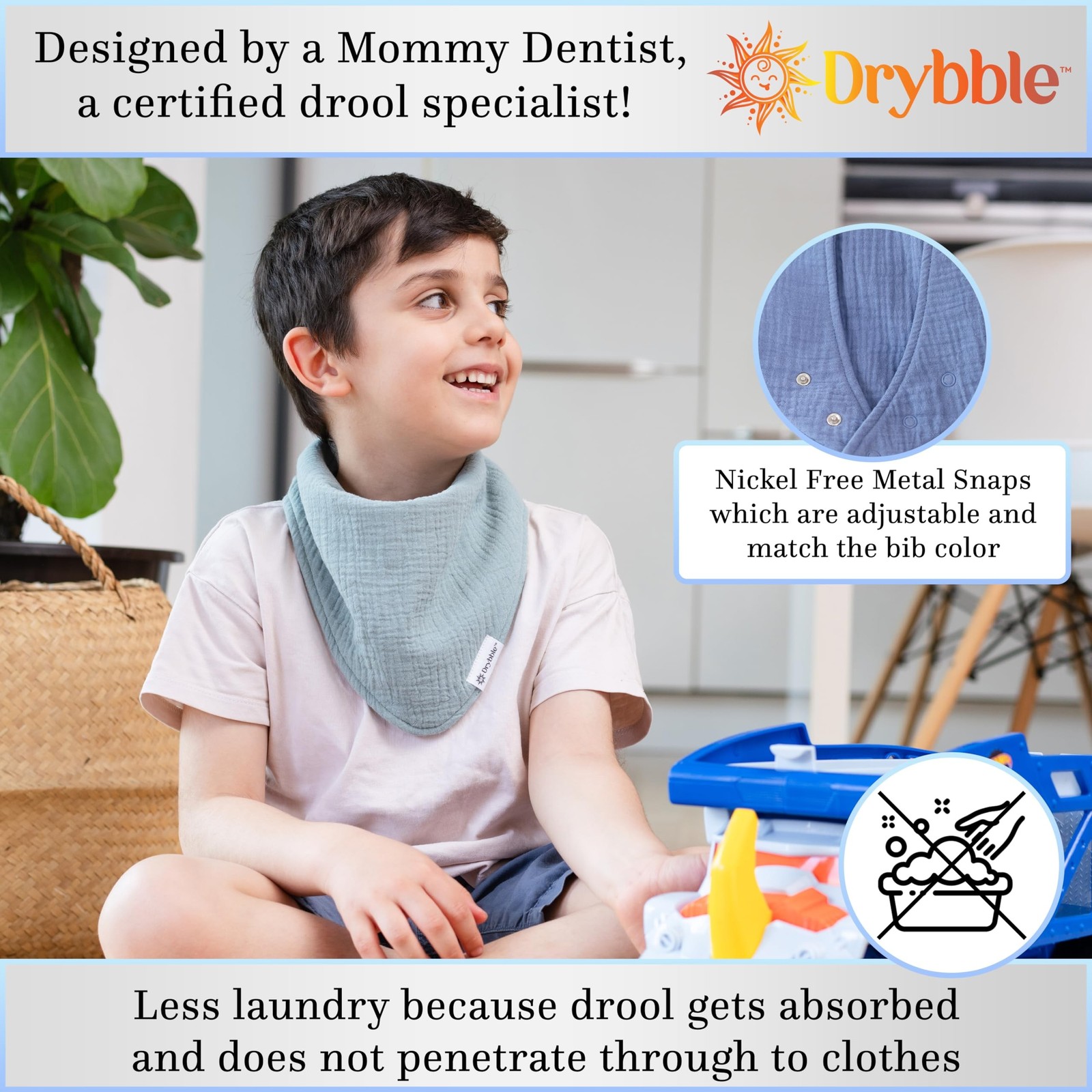 Bandana Bibs with 3 Waterproof Lining Organic Cotton Drool Bibs for Adults an...