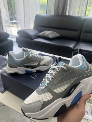Dior B22 Herren Low Top Sneaker EU 43 grau/weiß/blau Mesh atmungsaktiv