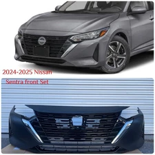 For 2024-2025 Nissan Sentra S SV Front Bumper Set  Cover Upper Lower Grille
