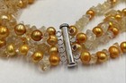 Sterling Silver Clasp Pearl, Citrine & Quartz Multi Strand Necklace — photo 3