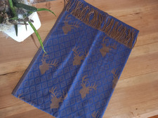 Trachten Schal Tuch Hirsche Trachtenschal royalblau braun Damen 180 x 70 cm
