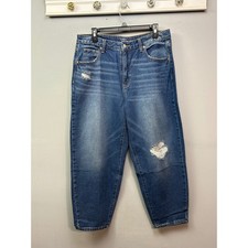 TIME AND TRU High Rise Leg Jeans Womens 14 Blue Distressed Size 14