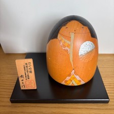 Sansaku Sekiguchi Kaguya Hime Wooden Kokeshi Doll Orange Kimono Collectible 15+