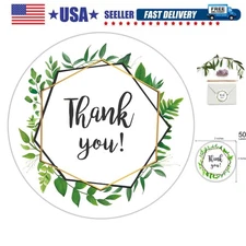 Greenery Wreath Thank You Stickers, 2 inch 50Pcs Self-Adhesive Thank You Labe...