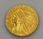 1914 P US $2.50 Gold Indian Coin .1209AGW XF L25577
