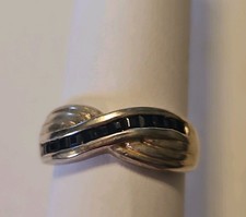 Thailand Blue Sapphire Criss Cross Ring sz 8 ...