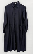 Eskandar Wool Silk Midi Shirtdress Button Up Lagenlook Minimal Size 0 (us 6-8)