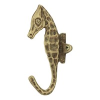 Haken - Seepferdchen Wandhaken Aus Messing Antik 3,5 X 12 Cm Sea-Club