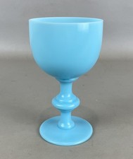 Antique French Portieaux Vallerysthal 4.5" Blue Opaline Goblet