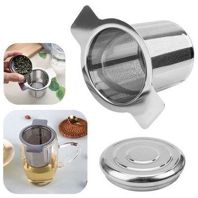 Edelstahl Tee-Ei Metall Mesh Tasse Sieb Loseblatt Filter mit Deckel