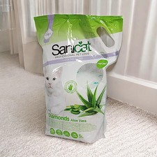 Bandeja de gel de sílice fresca de aloe vera arena para gatos Sanicat Crystal 5L relleno