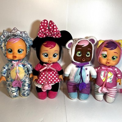 4 Cry Babies Tiny Cuddles Dolls 10'' Dinos Tina Holly Jolly Pink Kitty & Minnie